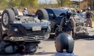 รถกระบะที่บรรทุกชาวจีน 7 คน ประสบอุบัติเหตุระหว่างการไล่ล่าของตำรวจ