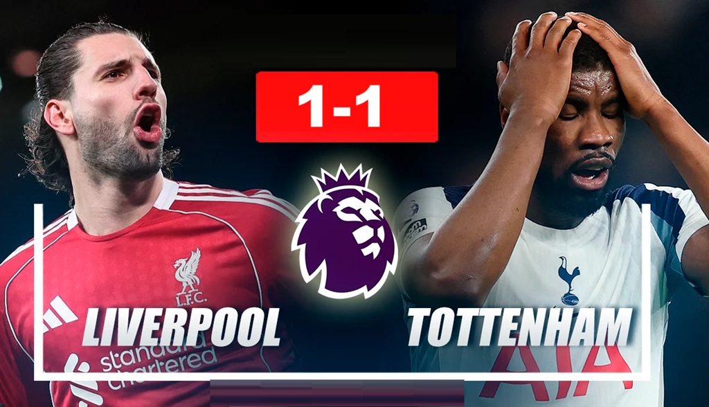 ลิเวอร์พูลเสมอกับท็อตแน่ม ฮอตสเปอร์ 1-1 ที่แอนฟิลด์