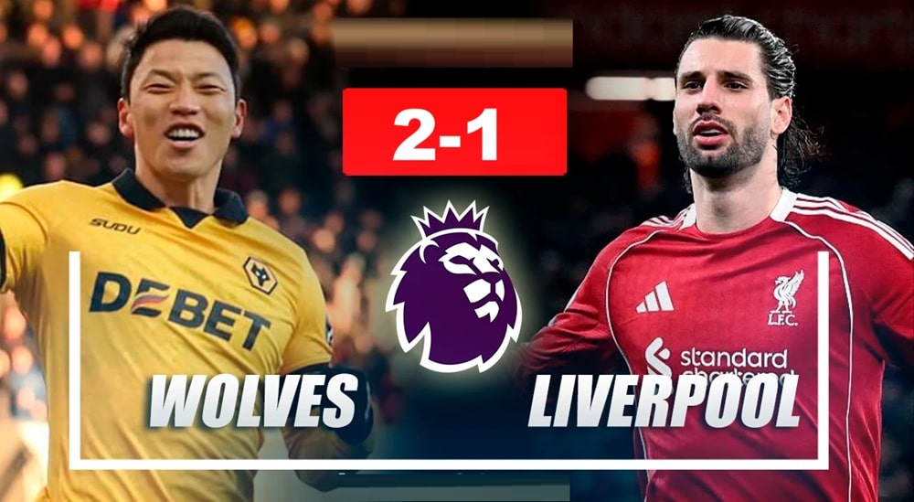 วูล์ฟแฮมป์ตันสร้างความตกตะลึงให้ลิเวอร์พูล 2-1