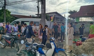 รถตู้รับส่งนักเรียนชนกับรถบรรทุกส่งของในจังหวัดเชียงราย ส่งผลให้มีผู้บาดเจ็บ 8 ราย
