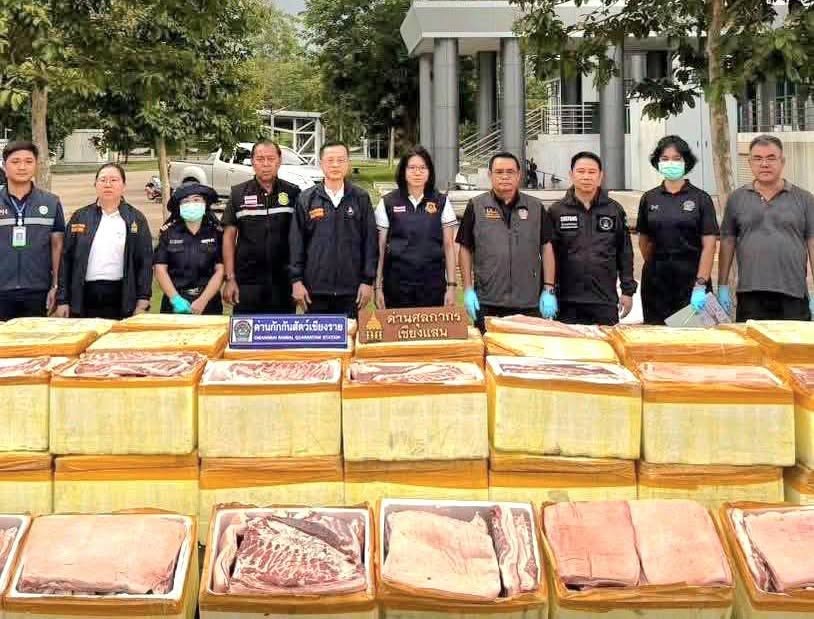 ศุลกากรเชียงรายยึดเนื้อสุกรลักลอบนำเข้า 16.5 ตัน