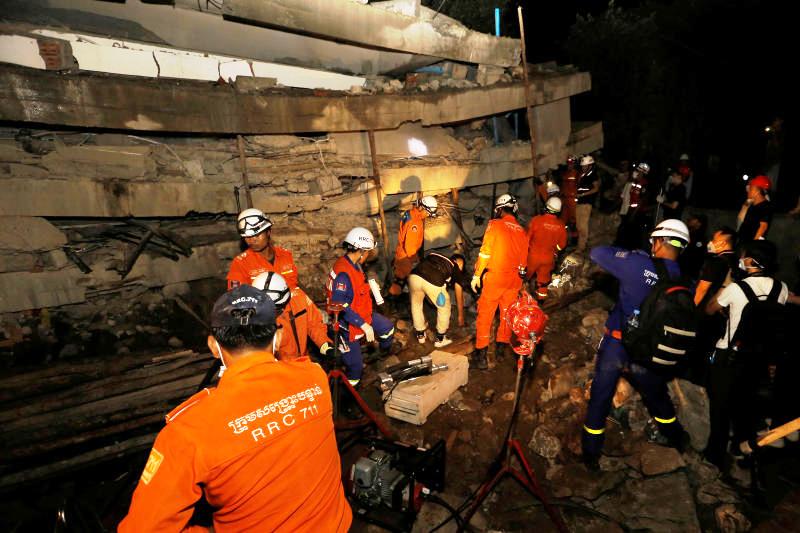 Building collapses in Cambodia