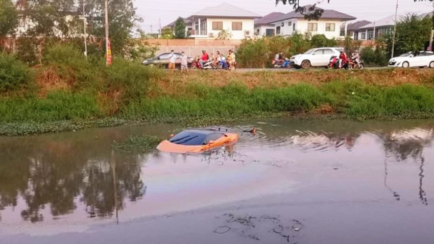 Lamborghini in swamp