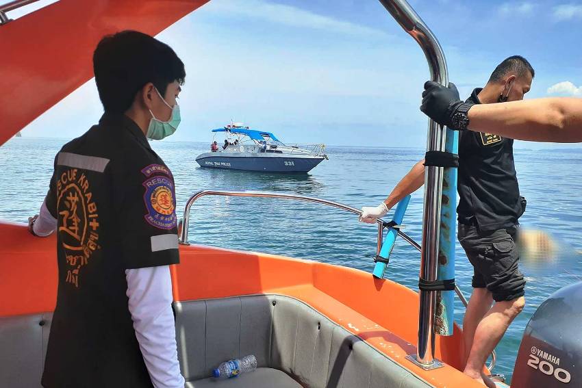 dead foereigner, krabi, thailand, floeating in ocean