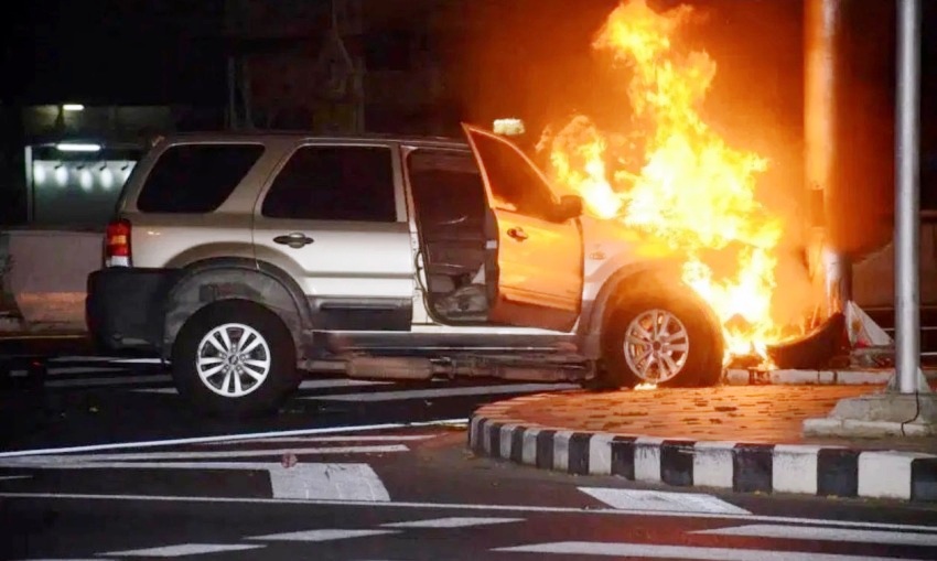 Policeman Survives Fiery Crash after Hitting Power Pole at High Speed2