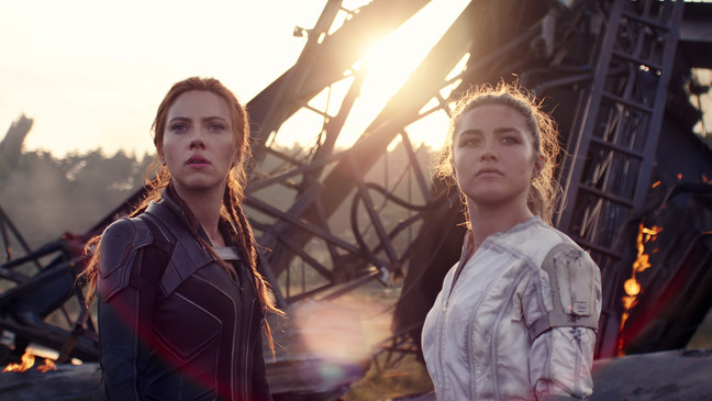 Black Widow/Natasha Romanoff (Scarlett Johansson) and Yelena (Florence Pugh) in Marvel Studios' BLACK WIDOW