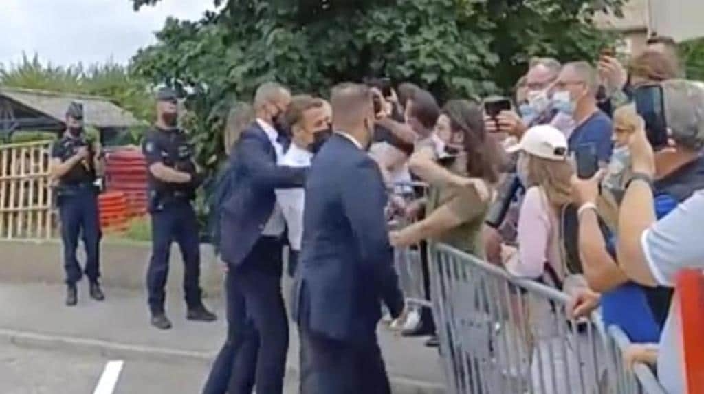 French President Macron Gets Bitch Slapped by Angry Bystander