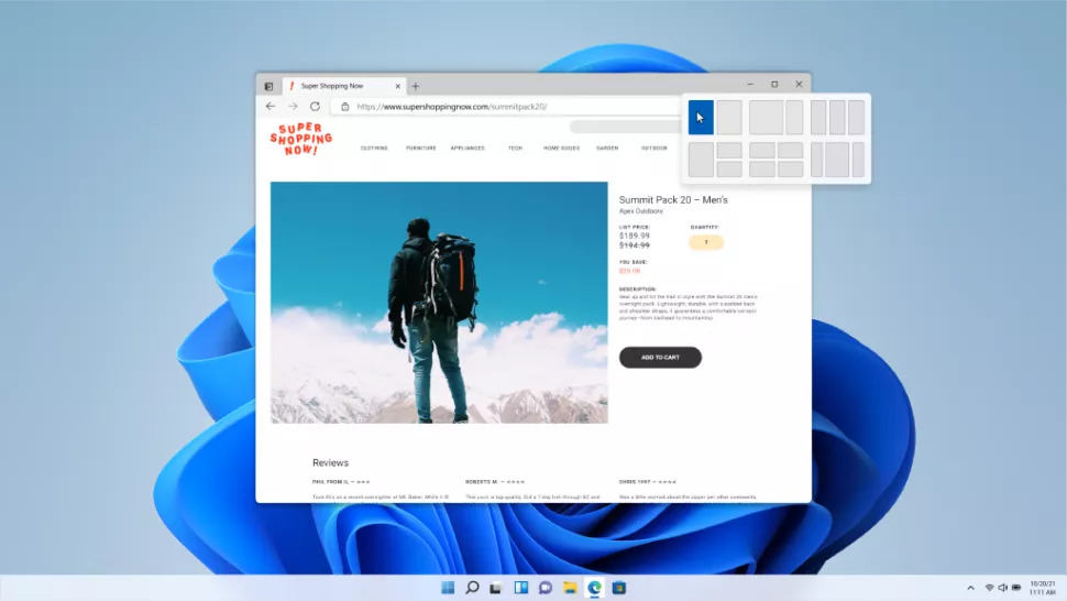 Windows 11 Snap Layouts, Snap Groups and docking