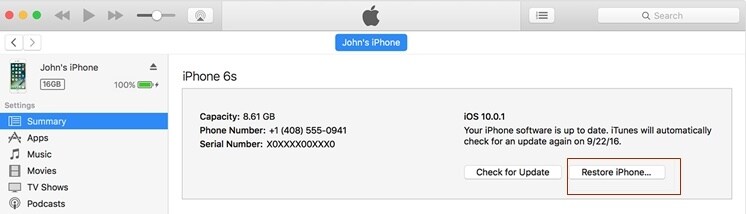 restore iphone with itunes