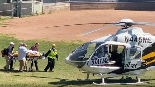 Salman Rushdie Transported By Helicopter