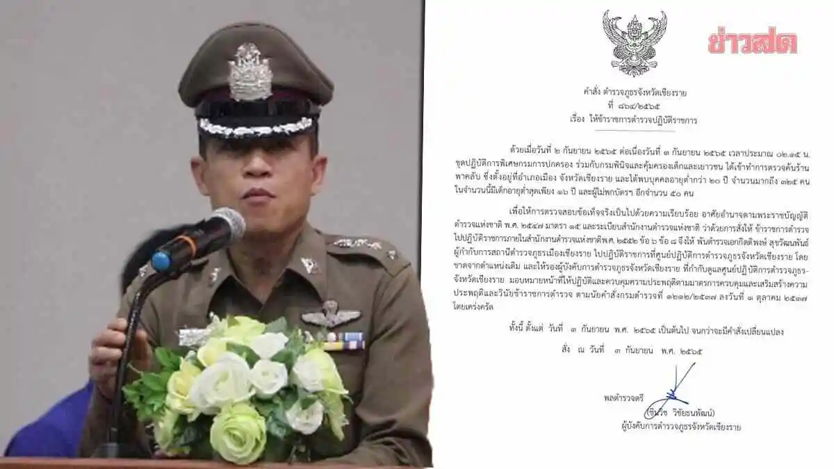 Top Cop in Chiang Rai Transferred After 325 Teens Caught in Night Club Raid