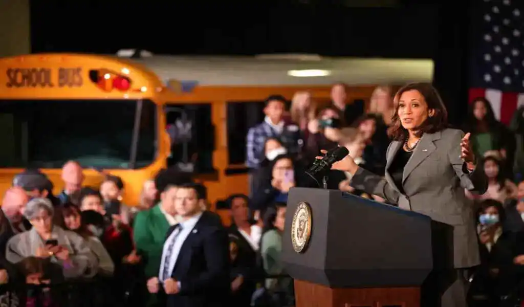 Kamala Harris Discusses Clean School Bus Investments During Her Visit To Seattle