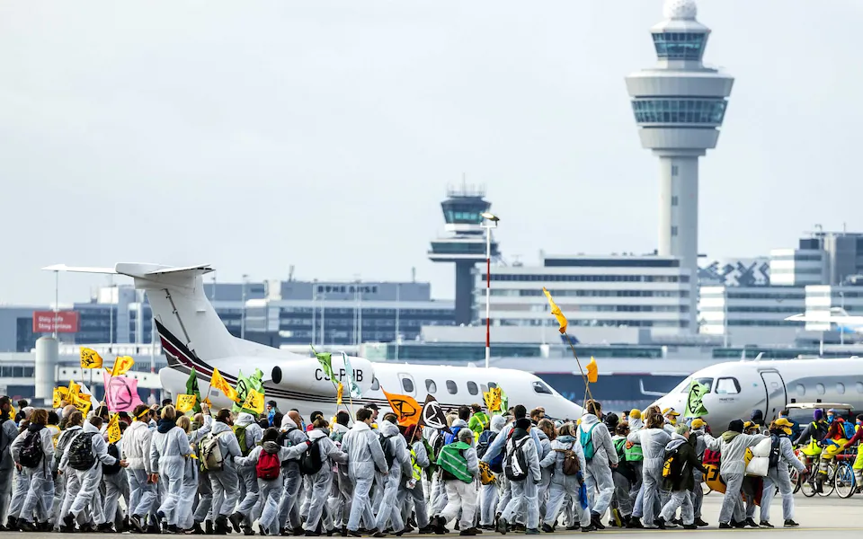 Climate Activists Storm Schiphol Airport in the Netherlands