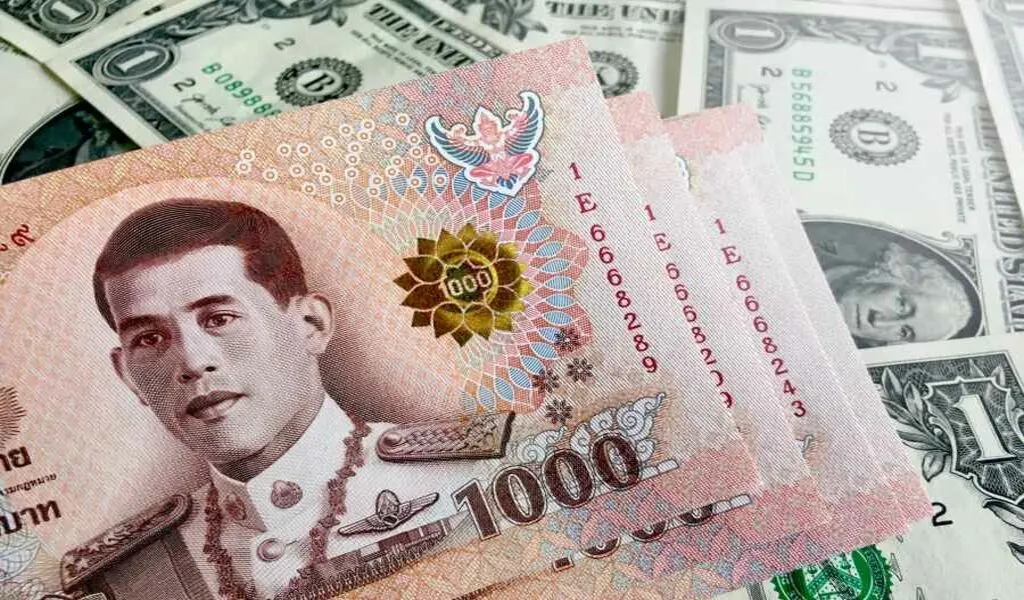 Thai baht Declines Against the US Dollar