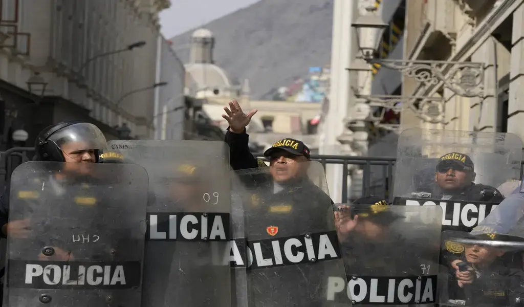 Peruvian Police Use Tear Gas To Block Protesters