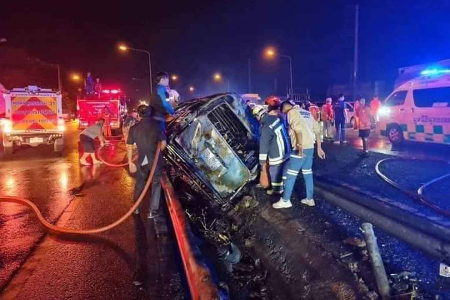 Police Report 11 People Burned Alive in Passenger Van Crash