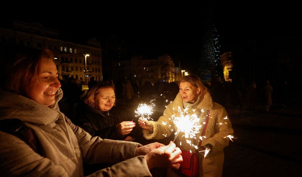 Russian Drones Fly Through The Sky As Ukrainians Welcomes The New Year