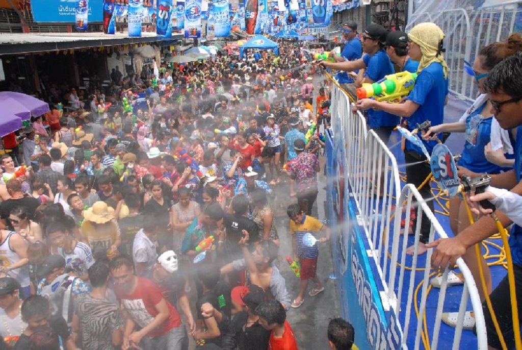 Bangkok's Khao San Road Packed with Thousands of Songkran Revelers