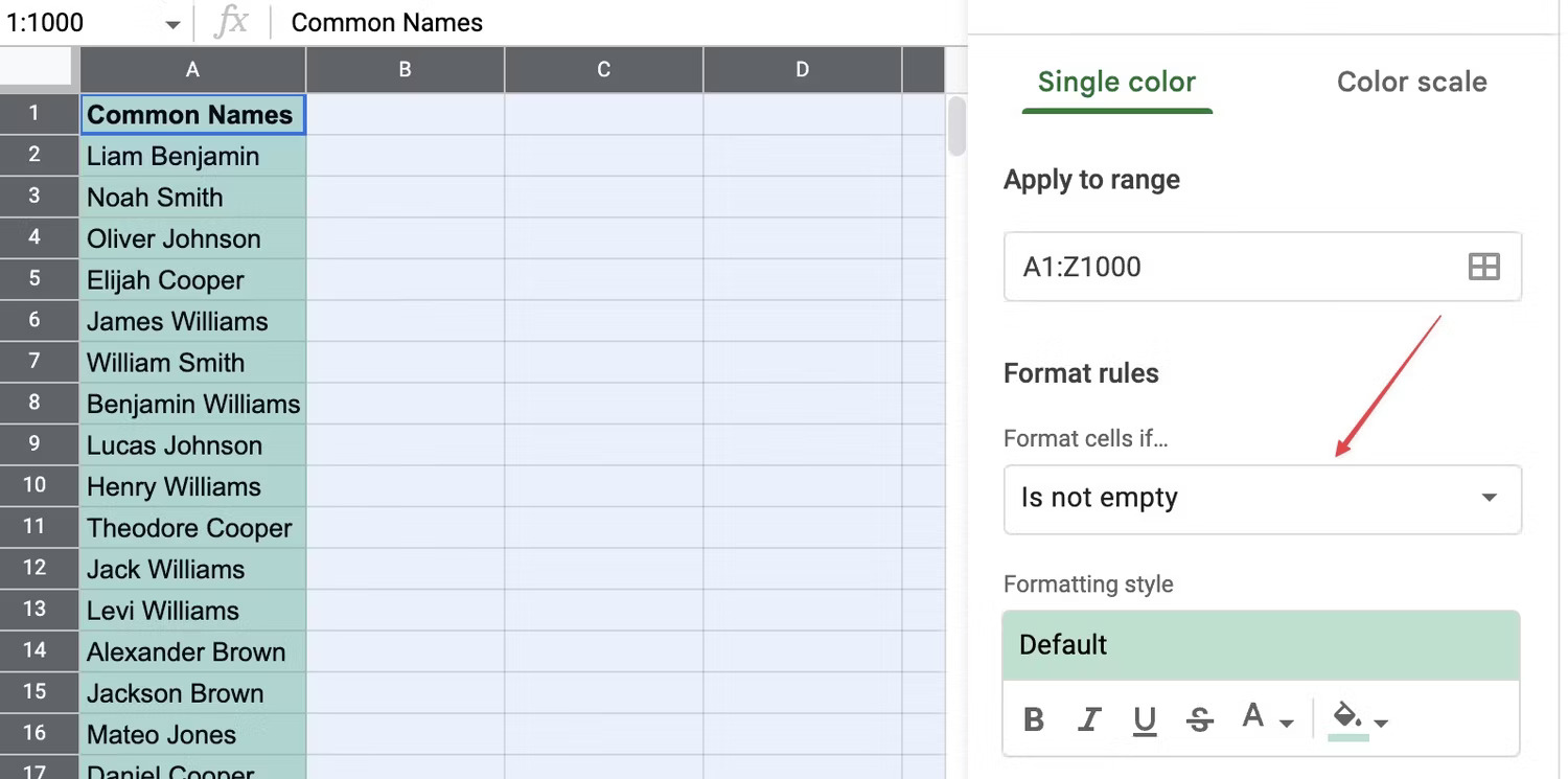 Search in Google Sheets using Conditional formatting 3