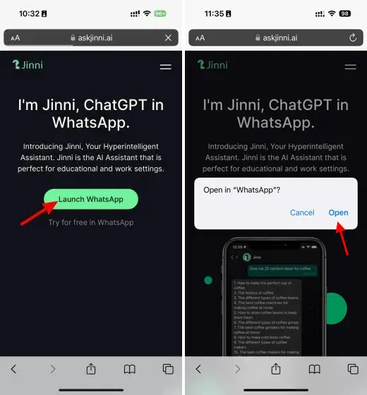 jinni whatsapp chatbot