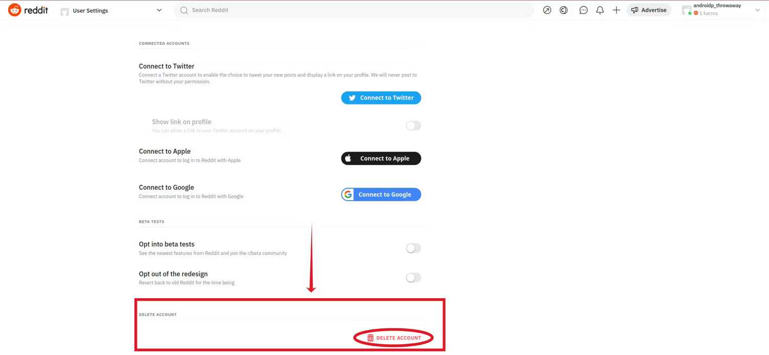 reddit delete account