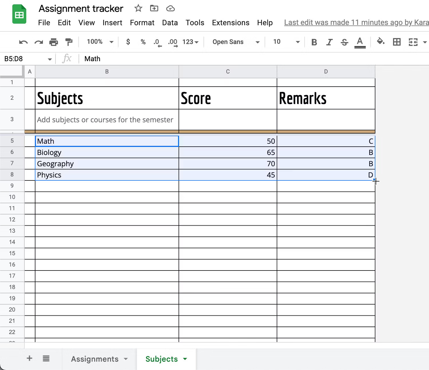 Google Sheets merge cells screenshots 1