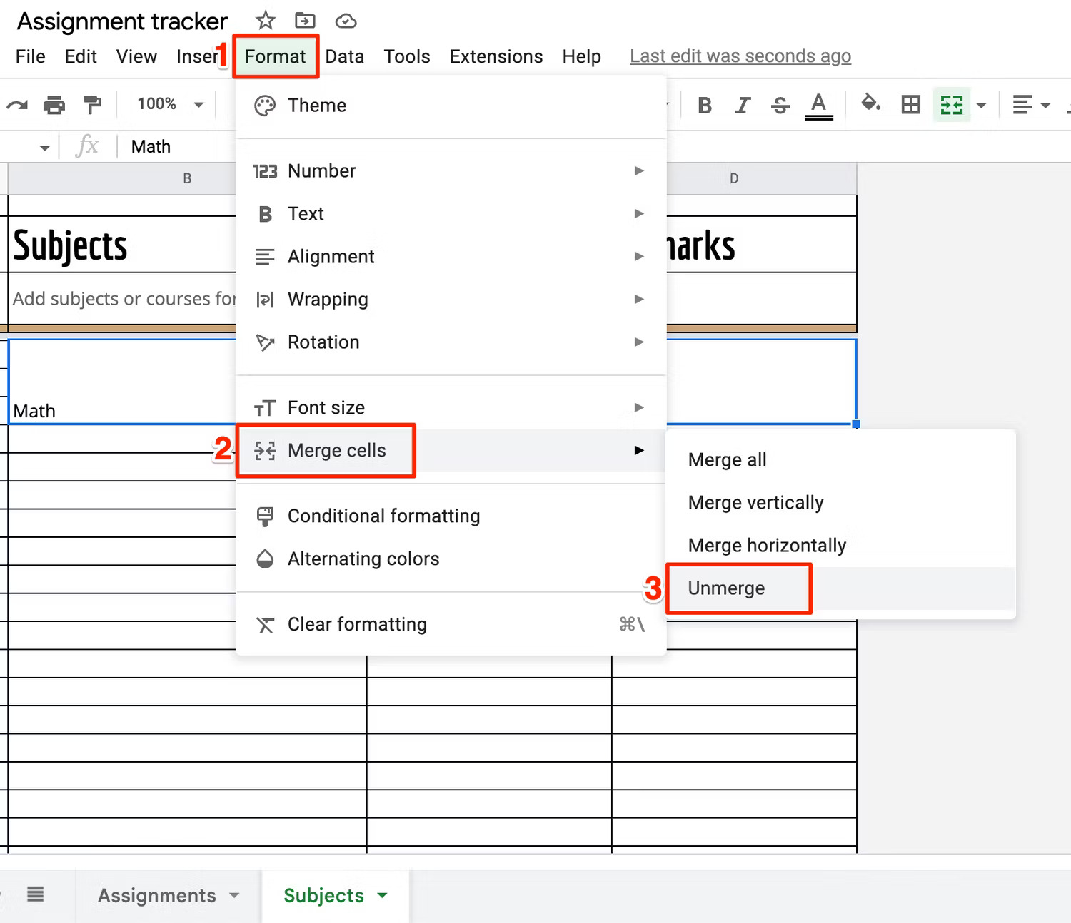 Google Sheets merge cells screenshots 9