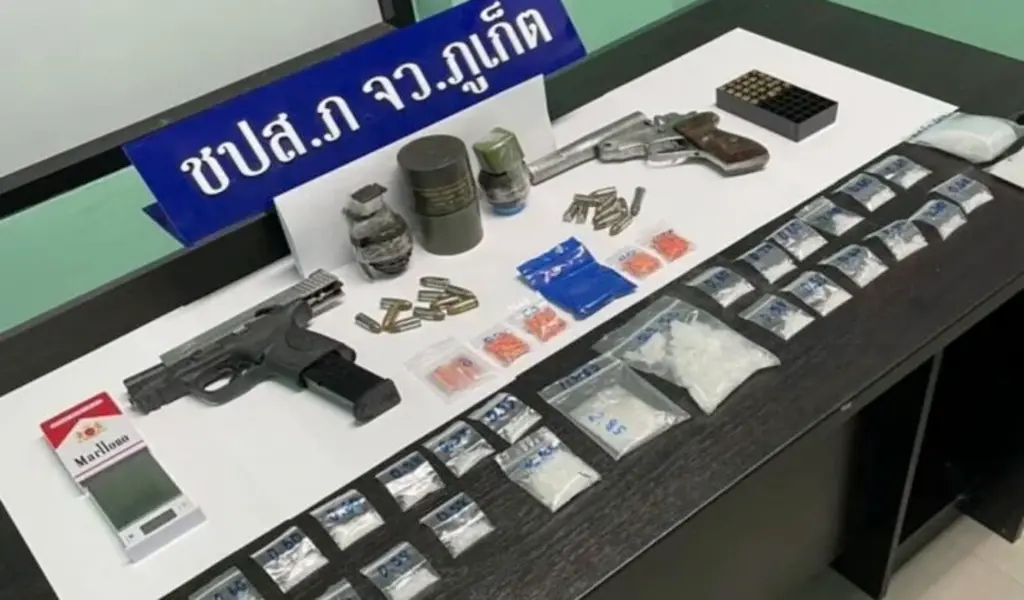 Phuket Police Seize Grenades, Firearms, Drugs in Raids