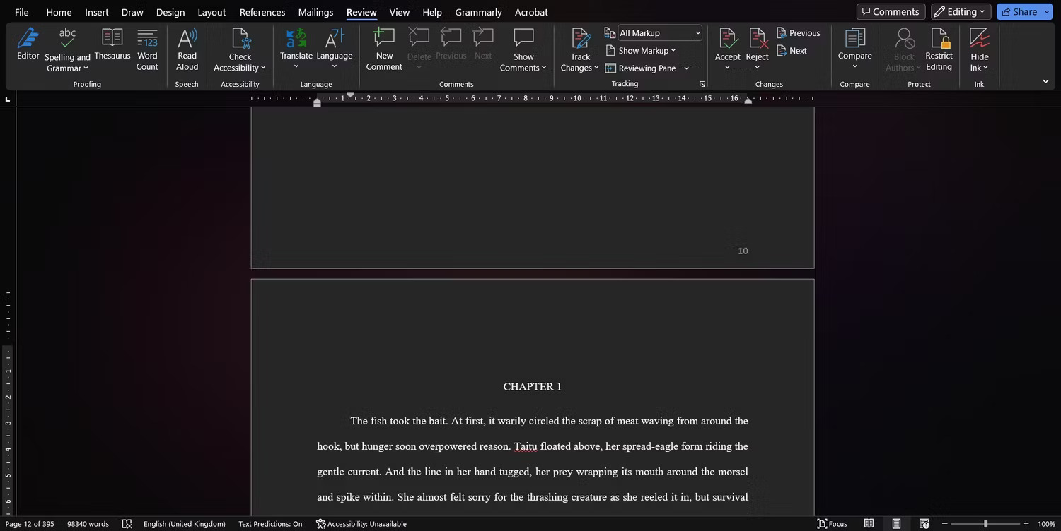 using microsoft word on desktop to write a book