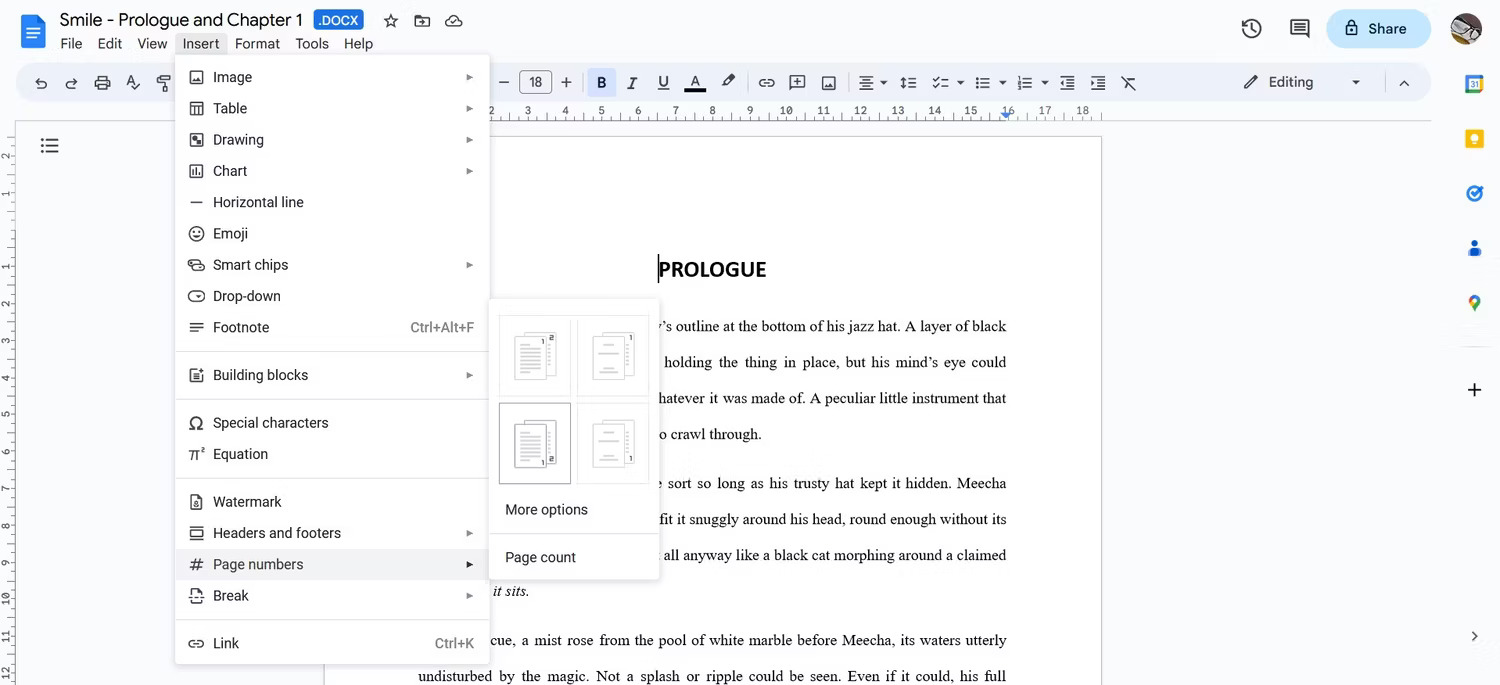 writing and formatting a book on google docs