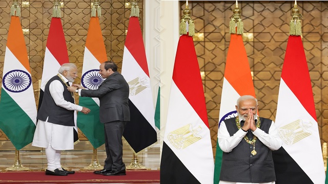 Egyptian President Abdel Fattah al Sisi confers PM Modi with Order of the Nile award in Cairo