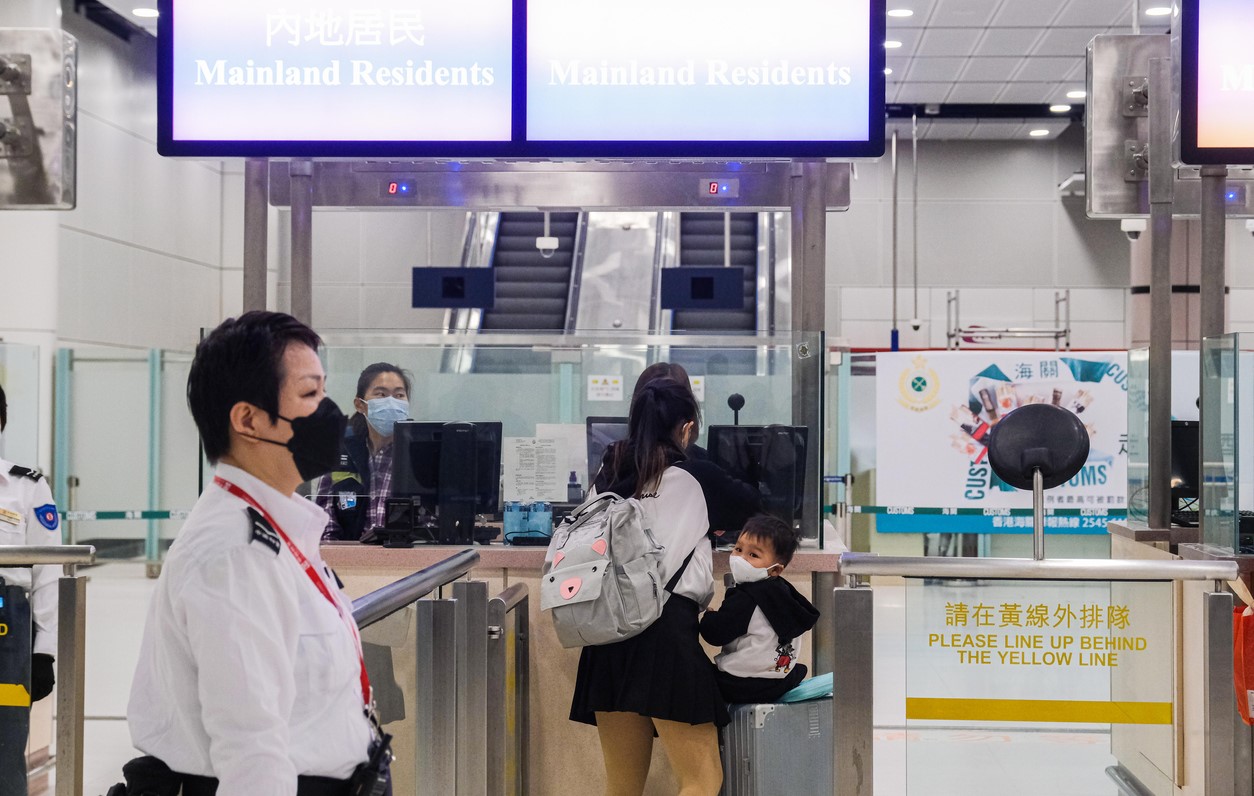 China Hong Kong airport with masking