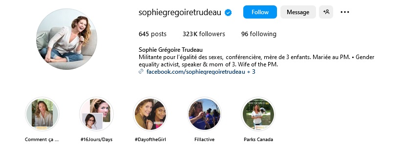 Instagram account, Gregoire Trudeau