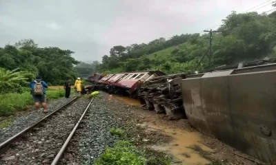 The flooding in Phrae, Thailand, caused an express train to derail