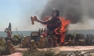 Famous Statue Set Ablaze in Rayong Thailand