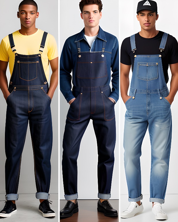 A group of men wearing overalls Description automatically generated