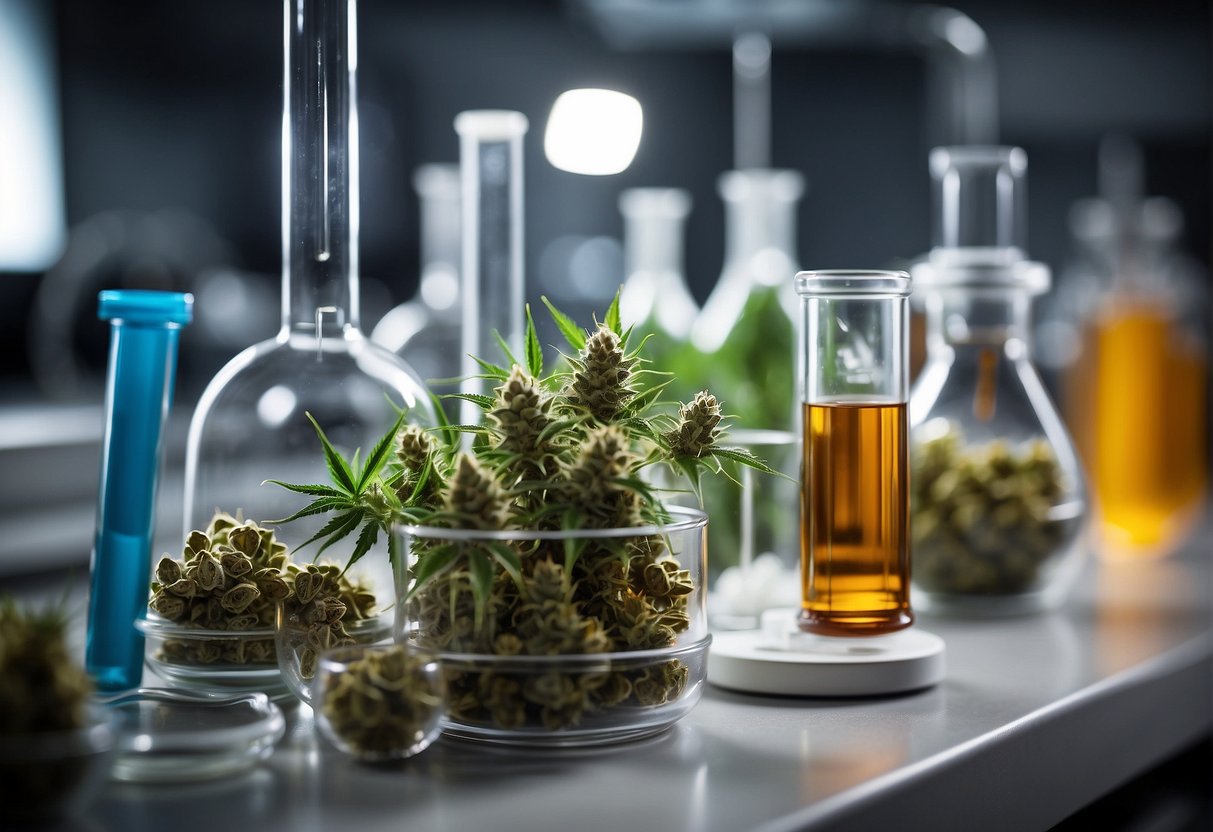 A laboratory with various scientific equipment and test tubes, showcasing the exploration of lesser-known cannabinoids beyond THC and CBD