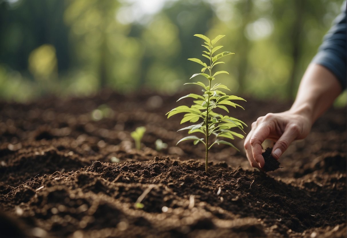 A tree being planted, growing, and eventually being used to create eco-friendly products, which are then recycled and repurposed, completing the sustainable product lifecycle