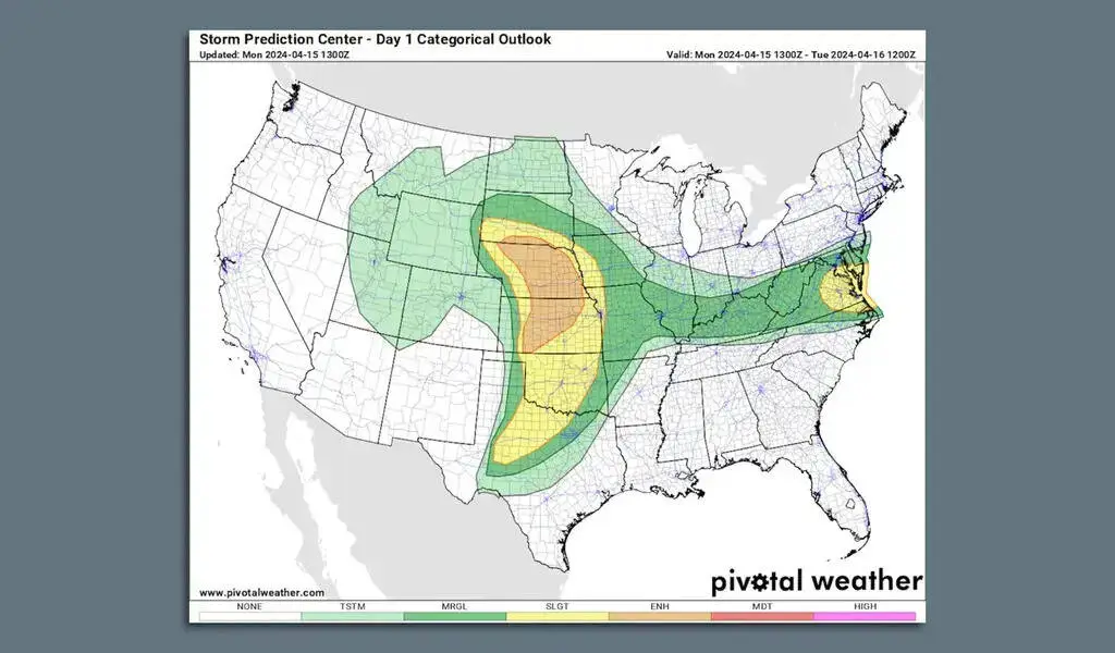 Severe Thunderstorms Threaten 70 Million People From The Plains To The East Coast