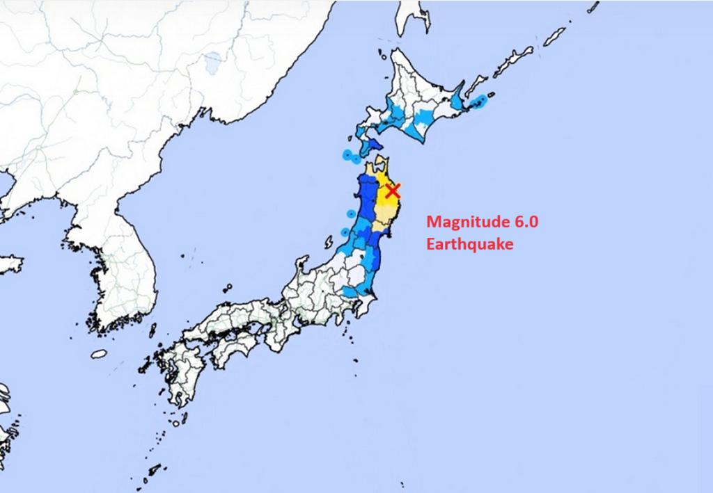 6.0 Earthquake Strikes Northeastern Japan