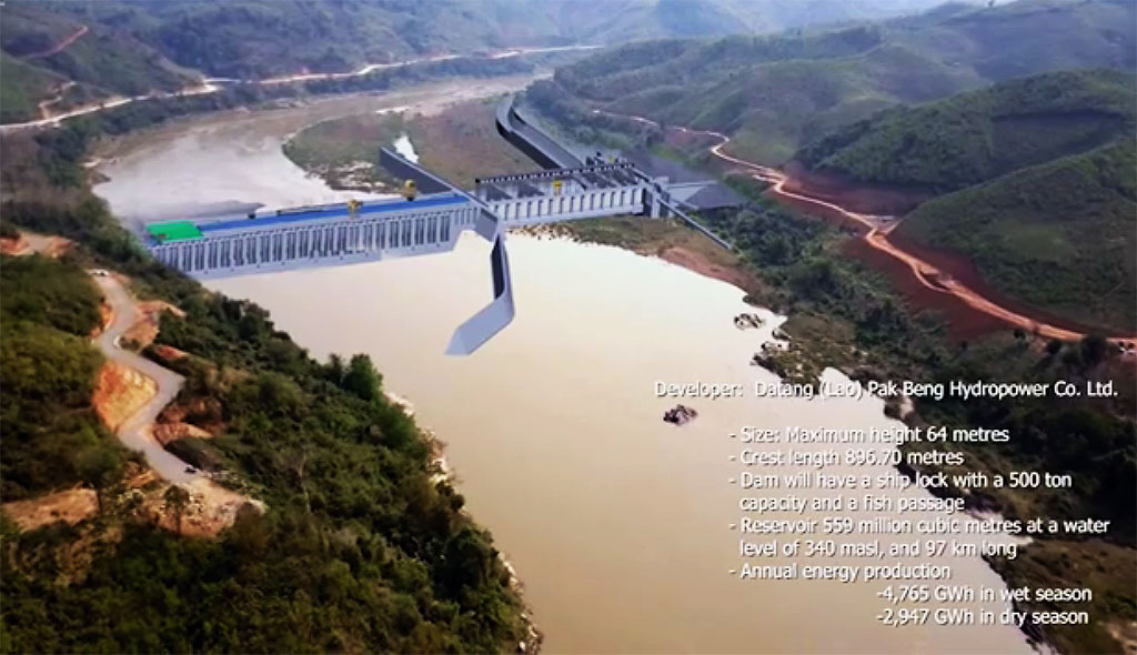 The Save the Mekong River group is concerned about water backing up from the Pak Beng hydropower dam