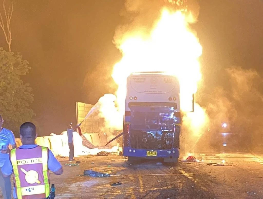 Double-Decker Bus Crash Prachin Buri