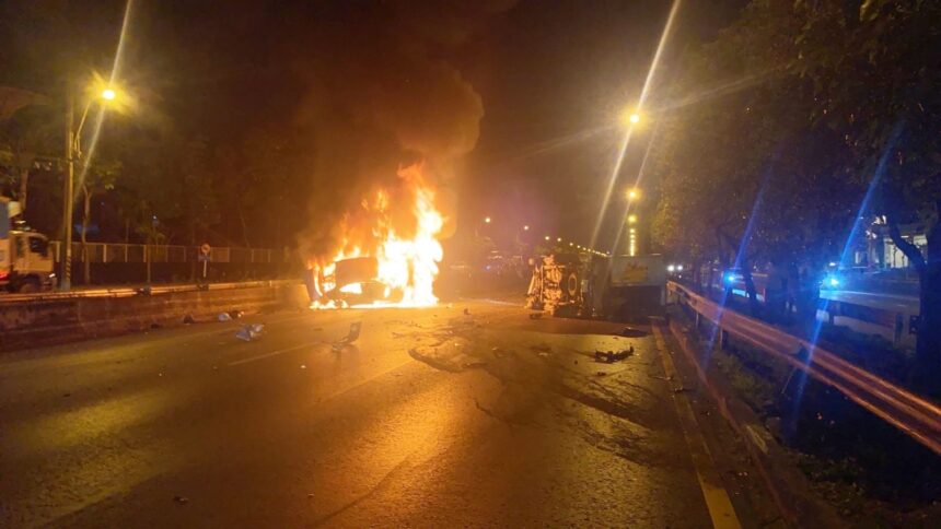 Million Dollar Ferrari F8 Tributo Destroyed in Fiery Crash in Bangkok