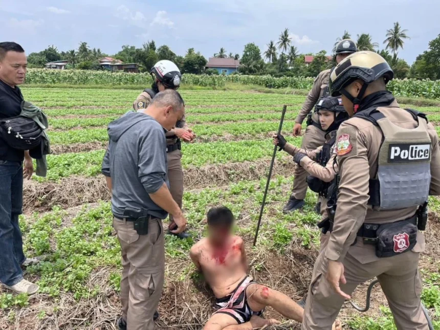 Crazed Man Attacks Police With a Knife