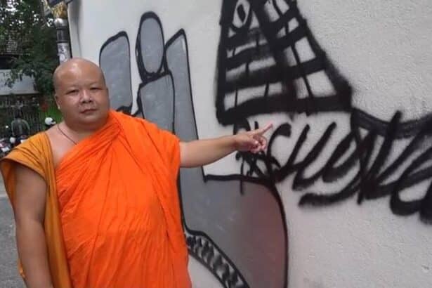 American Who Tagged a Famous Temple Wall in Chiang Mai