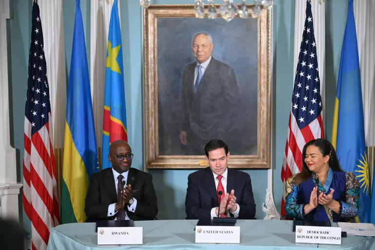 ceremony with U.S. Secretary of State Marco Rubio in Washington, 