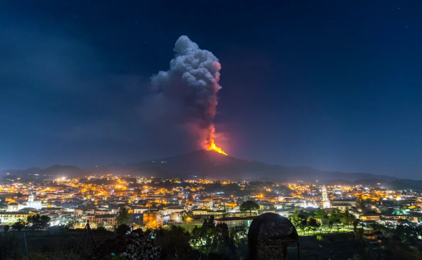 The eruption began at 3:50 AM local time, following volcanic tremors detected around midnight