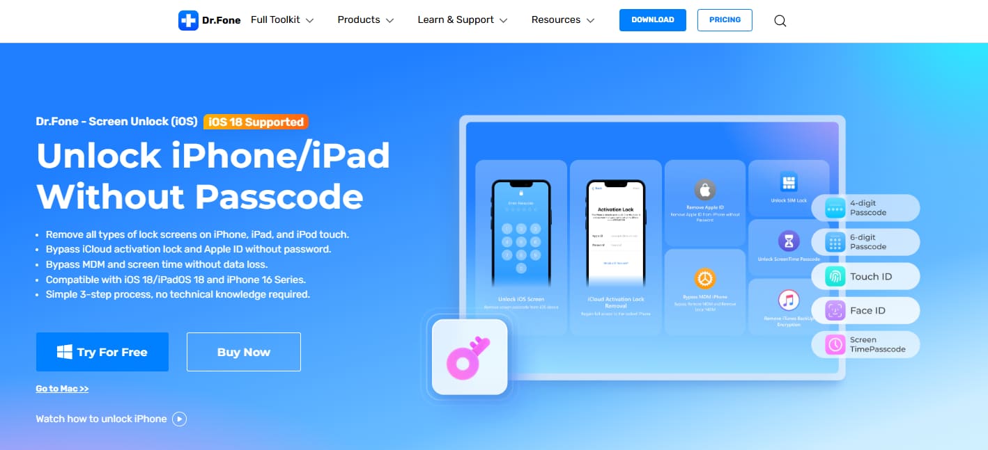 unlock iphone without passcode drfone