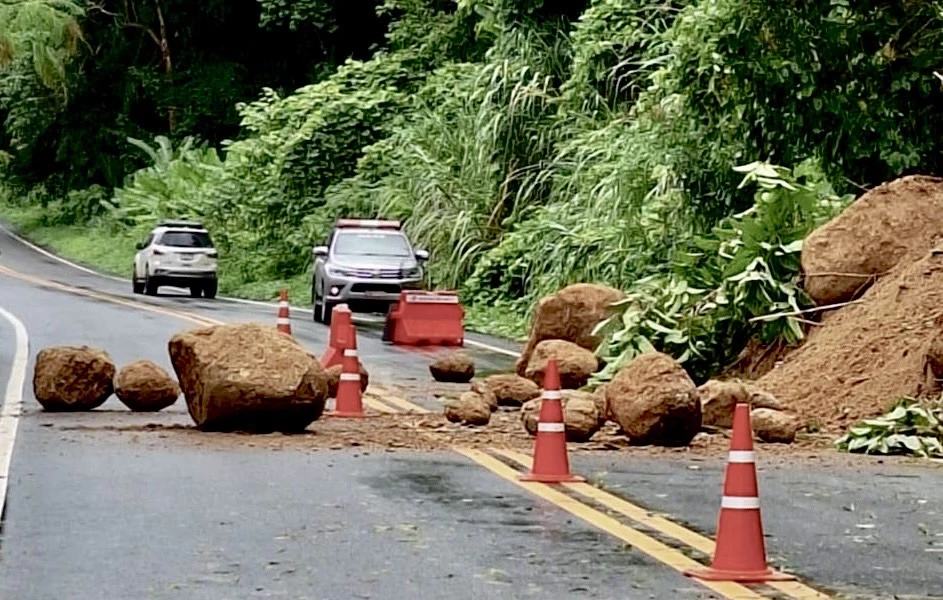 Police Truck Crushed By Rocks 