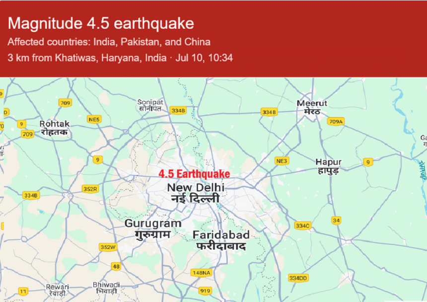 earthquake in New delhi